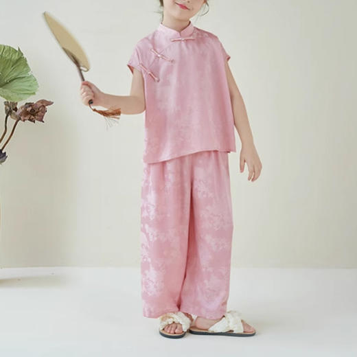 裁缝学苑TQ114 女童新中式短袖上衣纸样阔腿裤套装儿童做衣服打版裁剪样板 商品图3