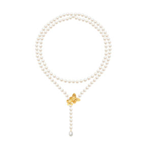 飞舞蝴蝶珍珠项链长款100cm