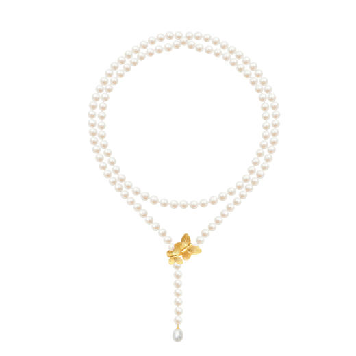 飞舞蝴蝶珍珠项链长款100cm 商品图0