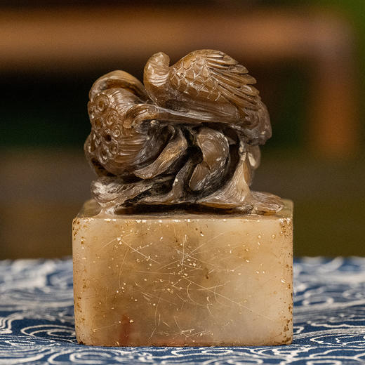 清 丁敬款寿山石雕一路连科诗文印章 商品图0