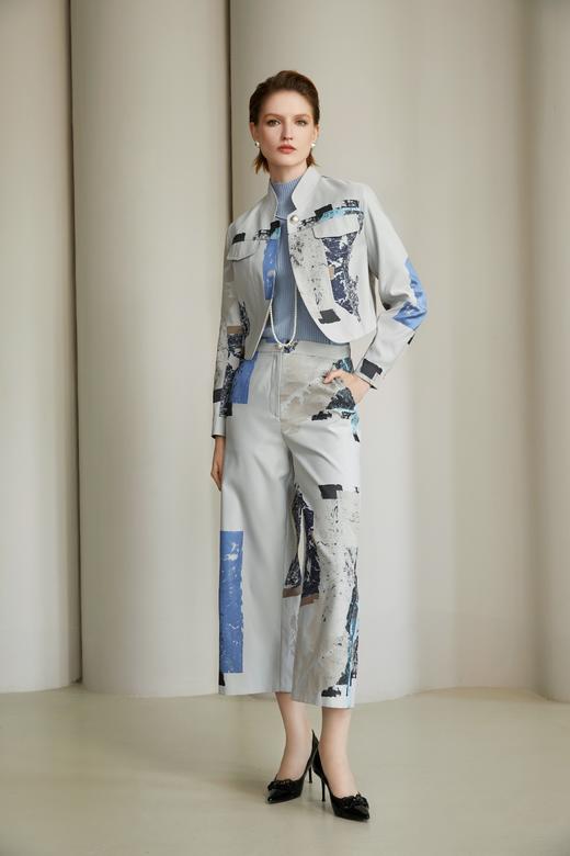 SAFICOO 时尚麈登 建筑感几何拼接九分长阔腿裤 商品图0