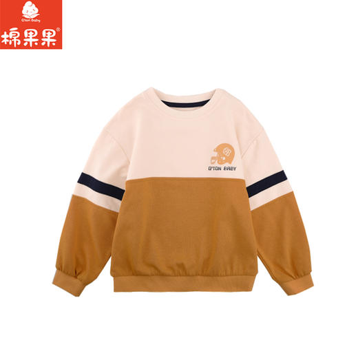 棉果果秋季新品男童春秋款简约百搭撞色拼接纯棉圆领套头卫衣M312180224460 商品图1