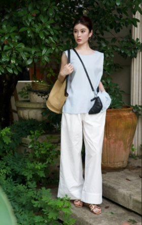 【门店同款】ENJOY夏季自然-抽绳直筒裤 158700082