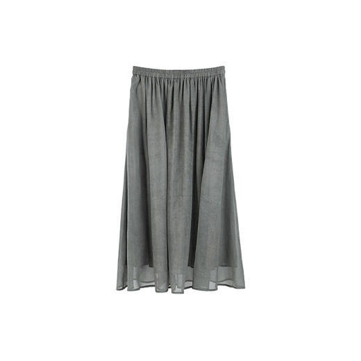 绽放458朵【黑白灰系列·轻烟】桑蚕丝轻薄纱裙全腰松紧半身长裙 商品图4