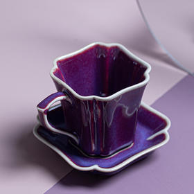 问鼎钧瓷梦鼎系列四方葵口咖啡杯碟组