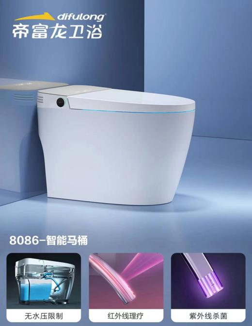 帝富龙 智能坐便器 带水箱自动翻盖 8086 商品图0