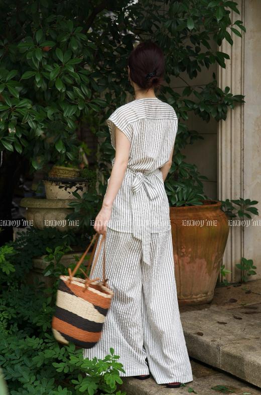【门店同款】ENJOY夏季自然-设计感条纹休闲裤 158694461 商品图3