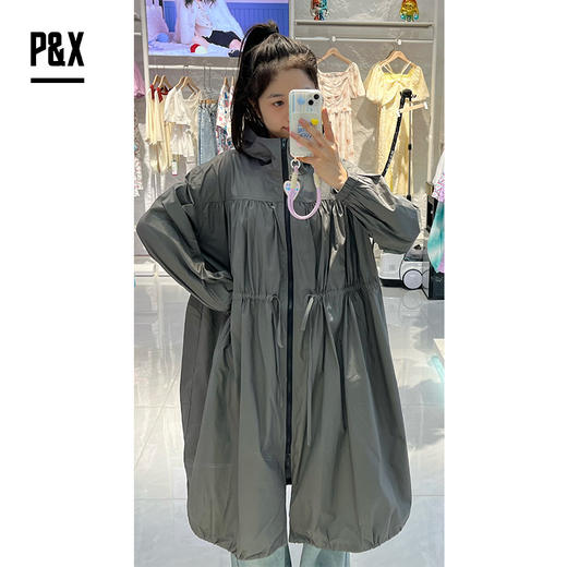 P&X设计师女装 春秋款宽松版 长款风衣 824119840 灰色 商品图2