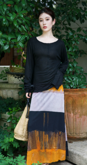 【门店同款】ENJOY夏季性感V领镂空长袖T 158592915