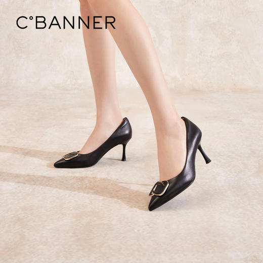 【静音系列】千百度细高跟鞋女秋季双C拥抱通勤法式单鞋A24457705 商品图0