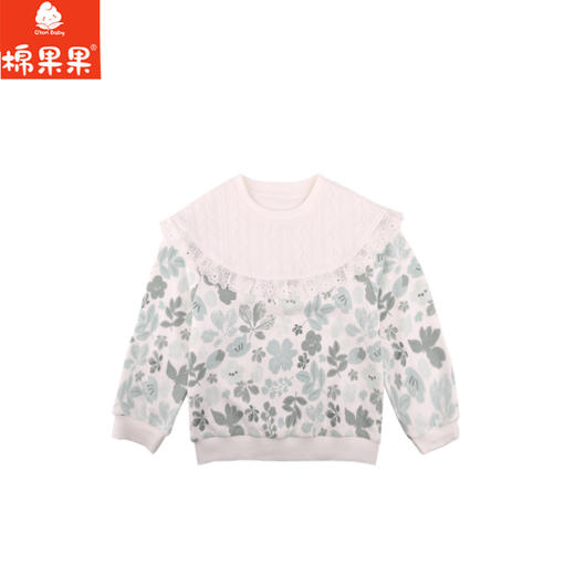 棉果果秋季新品女童春秋款简约百搭大翻领圆领套头卫衣M322180224434 商品图1