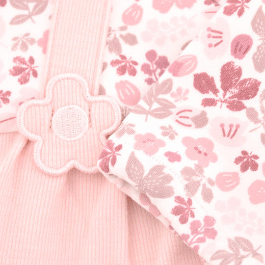 棉果果秋季新品女童假两件背带对开爬服对开连体衣M322720224446 商品图3