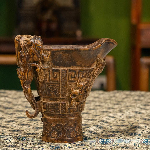 清 竹雕螭虎纹爵杯 商品图0