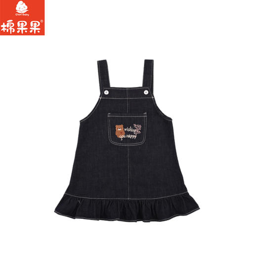 棉果果秋季新品女童春秋款纯棉柔软百搭连衣裙牛仔背带裙M322703224417 商品图1