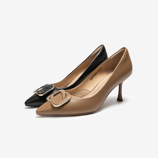 【静音系列】千百度细高跟鞋女秋季双C拥抱通勤法式单鞋A24457705 商品图1