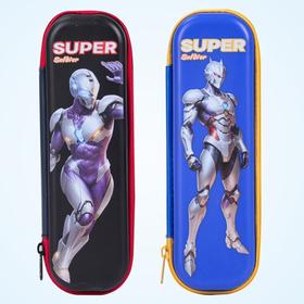 小灵精笔盒 学生拉链铅笔盒 塑料笔盒大容量超人文具收纳盒18505开学广外晨光文具 1个