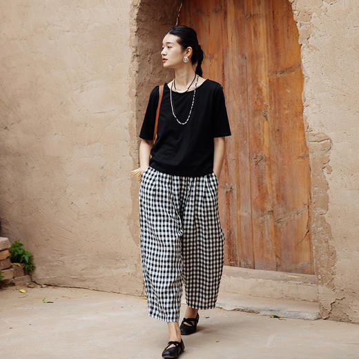 绽放452朵/【入蓝系列】呼吸T汉麻棉基础清凉透气舒适短袖T恤女夏 商品图2