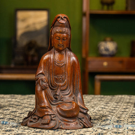 清 竹雕持卷观音像 商品图0