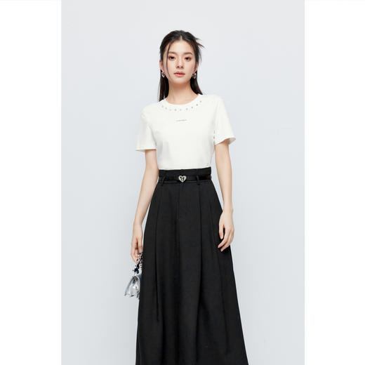 【商场同款】诗凡黎黑色小个子半身裙2024夏新款中长裙3F4640561 商品图1