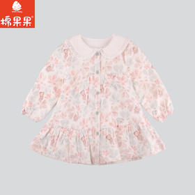 棉果果秋季新品女童百搭薄绒翻领连衣裙M322700224436