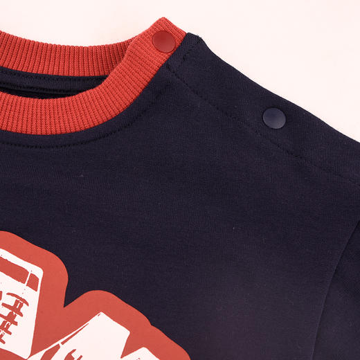 棉果果秋季新品男童春秋款简约百搭休闲小毛圈圆领套头卫衣M312180224457 商品图3