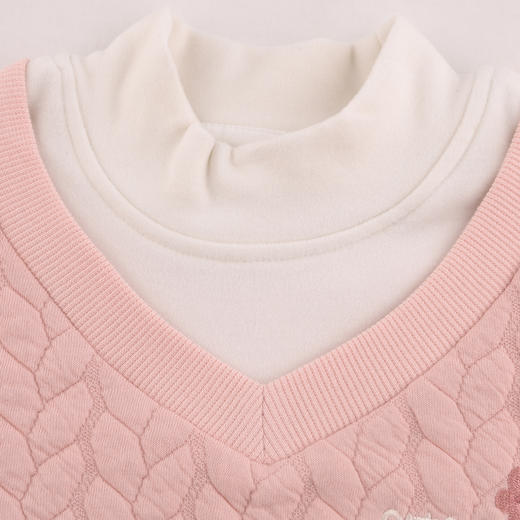 棉果果秋季新品女童空气层保暖拼接假两件套头卫衣M322180624410 商品图3