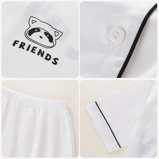 【商场同款】熳洁儿 冰雪丝情侣家居服清凉开衫短袖短裤套装简约时尚24203109/24203909 商品图5