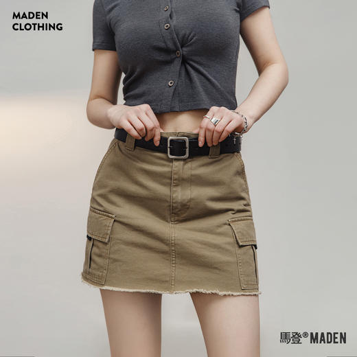 马登美式包臀裙高腰纯棉半身裙显瘦A字裙短款小个子短裙辣妹夏女 商品图0