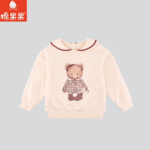 棉果果秋季新品女童卡通小熊圆领翻领套头卫衣M322180224409 商品图0