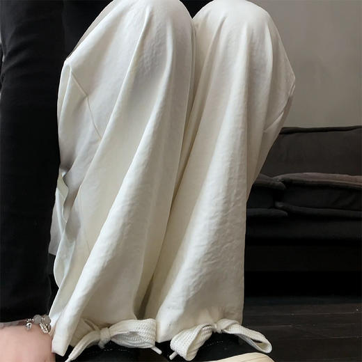 「五色可选！冰丝奶芙山本裤」女夏季薄2024新款休闲小个子肌理感慵懒白色阔腿裤 商品图2