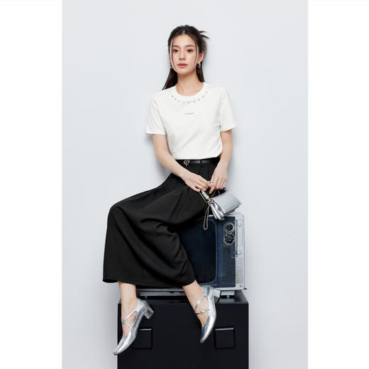 【商场同款】诗凡黎黑色小个子半身裙2024夏新款中长裙3F4640561 商品图2