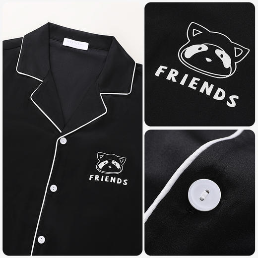 【商场同款】熳洁儿 冰雪丝情侣家居服清凉开衫短袖短裤套装简约时尚24203109/24203909 商品图6