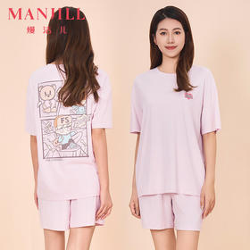 【商场同款】熳洁儿 夏季女士家居服天丝棉圆领短袖短裤套装休闲印花24203216