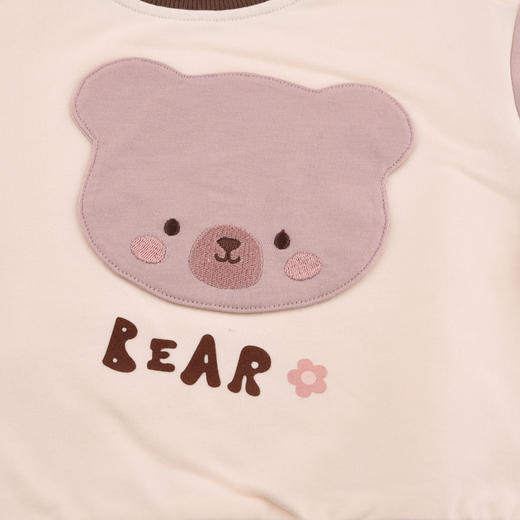 棉果果秋季新品女童春秋款简约百搭撞色卡通小熊圆领套头卫衣M322180224407 商品图4