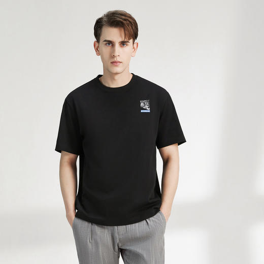 柒牌男士圆领短袖T恤夏季新款时尚休闲纯棉宽松老虎男生上衣	122T71350 商品图1