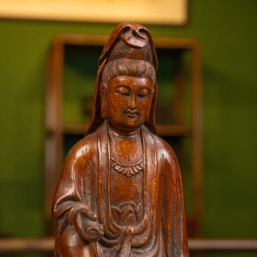 清 竹雕持卷观音像 商品图2