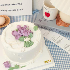 紫色郁金香（白底）