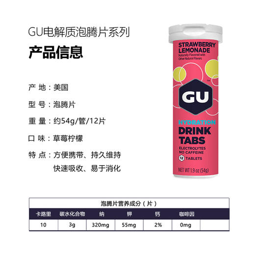 GU 电解质泡腾片 运动固体饮料 商品图3