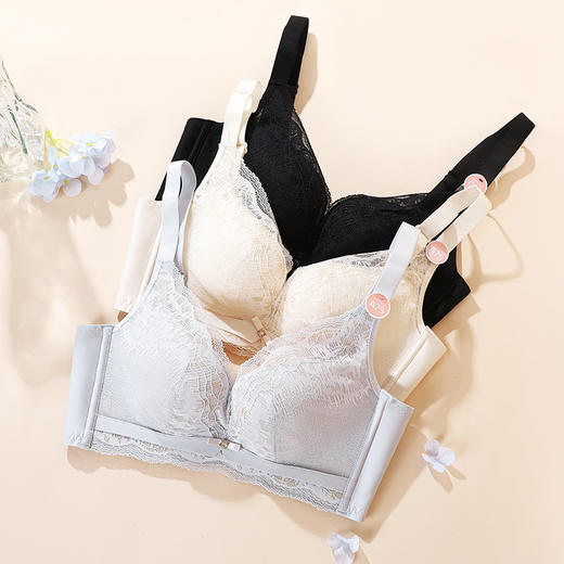 【商场同款】熳洁儿 云之羽系列内衣小胸聚拢舒适云感棉内衣简约时尚蕾丝中厚杯24201516 商品图4