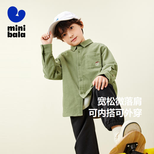 迷你巴拉男童纯棉灯芯绒秋新品复古长袖衬衫 商品图1