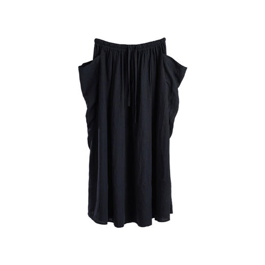 绽放463朵【黑白灰系列·麦兜】砂洗亚麻大裙摆设计感口袋半身裙 商品图4