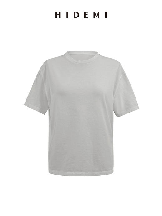 HIDEMI 自然棉织标系列圆领透气舒适短袖t恤 白色/烟灰色/深炭灰 商品图13