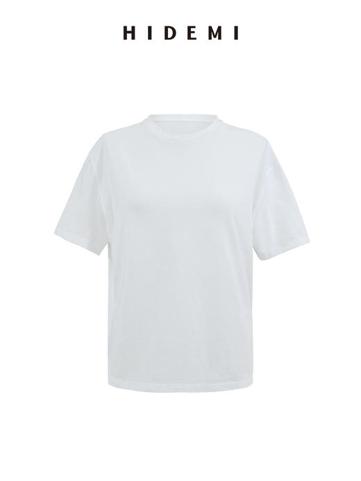 HIDEMI 自然棉织标系列圆领透气舒适短袖t恤 白色/烟灰色/深炭灰 商品图12