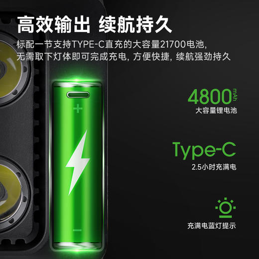纳丽德 P21盾牌灯3000流明远射高亮防护灯一键爆闪 商品图3