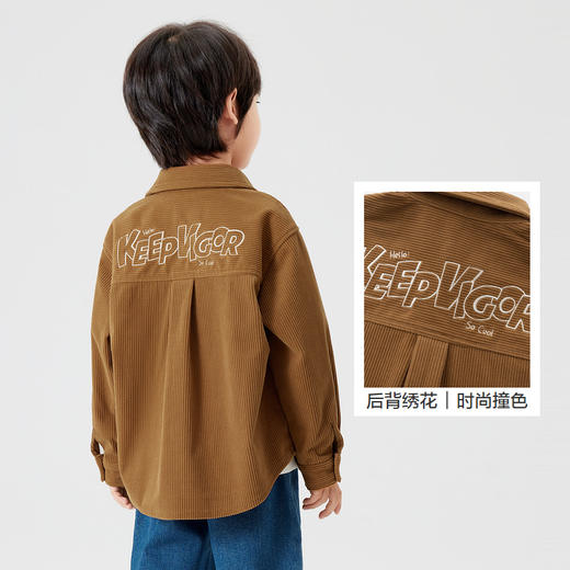 巴拉巴拉儿童衬衫男童衬衣长袖翻领新款春秋装灯芯绒亲子装潮 商品图3