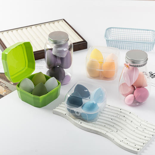 【不易卡粉，妆效出众，细节让你美得更有高级感】4个套装粉扑 非乳胶漂流瓶粉扑 美妆蛋海绵气垫 化妆不吃粉 干湿两用美妆蛋-QQ 商品图1