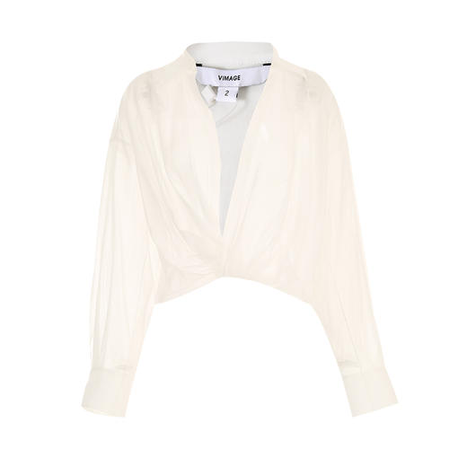 VIMAGE纬漫纪时尚宽松轻薄舒适扭结设计罩衫雪纺上衣秋季新款V2213804 商品图5