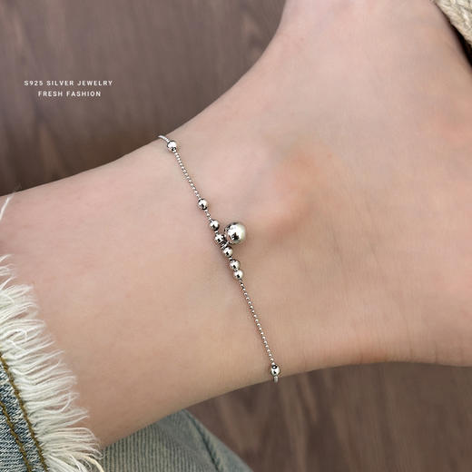 【转运珠】S925银圆珠脚链【YXS-L768】 商品图1