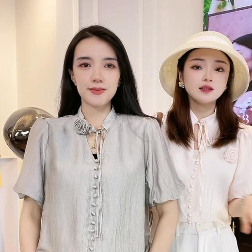 【破价】N°28“玫瑰花衬衫” 优雅高级正肩上衣纯棉衬衫8A21S509 商品图0