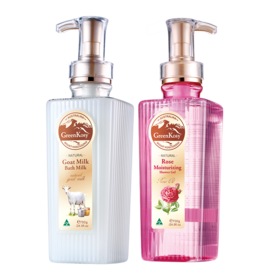 绿色溪谷玫瑰保湿沐浴露700g+绿色溪谷山羊奶丝滑沐浴乳700g